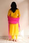 Shop_Juanita By Shubhda_Fuchsia Organza, Chanderi Embroidery, Zari Inara Ochre Handwoven Kurta Set _at_Aza_Fashions