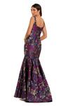 Shop_Mac Duggal_Multi Color Polyester Zari Square Neck Floral Pattern Gown _at_Aza_Fashions