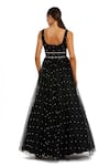 Shop_Mac Duggal_Black Polyester Pearls, Rhinestones Square Neck Embellished Gown _at_Aza_Fashions