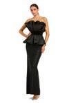 Buy_Mac Duggal_Black Polyester Sequins Bandeau Neck Embellished Dress _at_Aza_Fashions