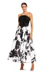 Buy_Mac Duggal_Black Crepe Bows Bandeau Neck Floral Pattern Strapless Dress _at_Aza_Fashions