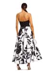 Shop_Mac Duggal_Black Crepe Bows Bandeau Neck Floral Pattern Strapless Dress _at_Aza_Fashions