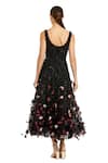 Shop_Mac Duggal_Black Polyester Sequins, Applique, Fabric Flowers Scoop Neck 3d Dress _at_Aza_Fashions