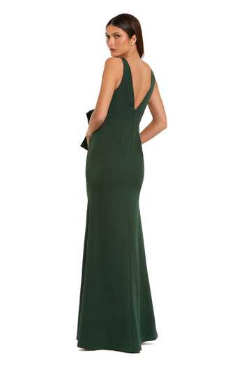 Shop_Mac Duggal_Green Crepe Bows V-neck Oversized Dress _at_Aza_Fashions