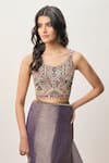 Payal Singhal_Multi Color Georgette, Tissue Niusha Purple Pre-stitched Saree With Choli _Online_at_Aza_Fashions