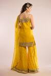 Shop_saina kapoor_Yellow Organza, Chanderi Mirrors, Gota Patti, Embroidered Kurta And Gharara Set _at_Aza_Fashions