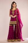 Buy_saina kapoor_Purple Organza, Chanderi Zari, Gota Patti V-neck Embroidered Kurta Set _at_Aza_Fashions