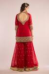 Shop_saina kapoor_Red Chanderi, Organza Zari, Gota Patti Round Neck Embroidered Kurta Set  _at_Aza_Fashions