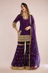 Buy_saina kapoor_Purple Organza, Chanderi Gota Patti Keyhole Neck Embroidered Kurta Set _at_Aza_Fashions