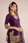 Shop_saina kapoor_Purple Organza, Chanderi Gota Patti Keyhole Neck Embroidered Kurta Set _Online_at_Aza_Fashions
