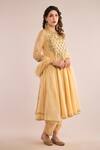 Buy_saina kapoor_Beige Organza, Chanderi Sequins, Mirrors, Gota Patti Embroidered Anarkali Set _Online_at_Aza_Fashions
