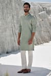 Amrit Dawani_Green Modal, Silk, Cotton Embroidery Butti Kurta Set _Online_at_Aza_Fashions