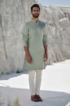Amrit Dawani_Green Modal, Silk, Cotton Embroidery Butti Kurta Set _at_Aza_Fashions
