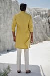 Shop_Amrit Dawani_Yellow Silk, Cotton Embroidery Lime Crest Kurta Set _at_Aza_Fashions