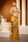 Shop_Dajwaree_Gold Tissue Embroidery, Zari Sweetheart Swarna Pre-draped Saree With Blouse _Online_at_Aza_Fashions