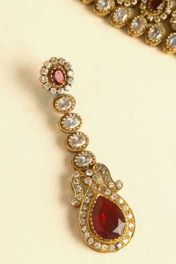 Buy_Mero Jewellery_Gold Plated Stones Handcrafted Necklace And Earrings Set _Online_at_Aza_Fashions