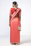 Shop_Rishi and Vibhuti_Pink Organza, Tissue Embroidery, Zari, Tassels Coral Tales Saree With Blouse _at_Aza_Fashions