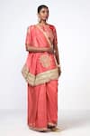 Buy_Rishi and Vibhuti_Pink Organza, Tissue Embroidery, Zari, Tassels Coral Tales Saree With Blouse _Online_at_Aza_Fashions