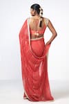 Shop_Rishi and Vibhuti_Pink Georgette, Tissue Zari Sweetheart Neck Embroidered Saree With Blouse _at_Aza_Fashions