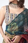 Buy_Rishi and Vibhuti_Emerald Green Organza Zari Corbet Glam Wrap Printed Saree _Online_at_Aza_Fashions