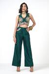 Buy_Rishi and Vibhuti_Green Dupion Embroidery, Sequins, Beads, Zari, Dusk Doom Jacket And Pant Set _at_Aza_Fashions