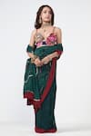 Rishi and Vibhuti Emerald Green Organza Embroidery, Beads, Tassels, Fringe Forest Wave Saree Online at Aza Fashions Rishi and Vibhuti_Emerald Green Organza Embroidery, Beads, Tassels, Fringe Forest Wave Saree _Online_at_Aza_Fashions