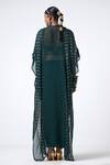 Shop_Rishi and Vibhuti_Green Georgette, Crepe Beads Scoop Forest Karl Embroidered Cape Draped Skirt Set _at_Aza_Fashions