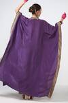 Shop_Rishi and Vibhuti_Purple Crepe Zari V-neck Jamun Placket Embellished Kaftan And Pant Set _at_Aza_Fashions