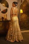 Shop_Vandana Sethi_Gold Dupion, Silk Embroidery, Sequins, Zari, Stones, Beads Zardozi Lehenga Set _at_Aza_Fashions
