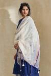 Buy_Swatti Kapoor_White Silk Beads, Tassels Snow Handwoven Kota Dupatta _at_Aza_Fashions