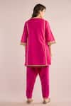 Shop_saina kapoor_Fuchsia Chanderi, Organza Gota Patti Round Neck Embroidered Kurta Set _at_Aza_Fashions