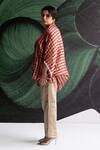 Shop_Esha Arora_Red Tissue Pearls Checkered Pattern Cape Pant Set _Online_at_Aza_Fashions