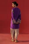 Shop_Rasasvada_Purple Silk, Dupion Zari V-neck Embroidered Kurta Dhoti Pant Set _at_Aza_Fashions