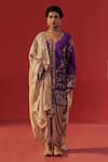 Buy_Rasasvada_Purple Silk, Dupion Zari V-neck Embroidered Kurta Dhoti Pant Set _at_Aza_Fashions