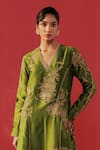 Shop_Rasasvada_Green Chanderi Embroidery, Zari V-neck Kurta And Dhoti Pant Set _Online_at_Aza_Fashions