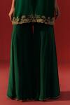 Shop_Rasasvada_Green Satin, Crepe Zari Round Neck Embroidered Kurta Sharara Set _Online_at_Aza_Fashions