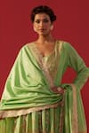 Buy_Rasasvada_Green Chanderi Sequins, Zari V-neck Embroidered Anarkali Set _Online_at_Aza_Fashions