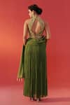 Shop_Rasasvada_Green Georgette Embroidery, Zari Halter Neck Paisley Embellished Anarkali _at_Aza_Fashions