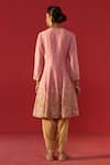 Shop_Rasasvada_Pink Chanderi Embroidery, Sequins, Zari V-neck Anarkali Set _at_Aza_Fashions