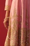 Shop_Rasasvada_Pink Chanderi Embroidery, Sequins, Zari V-neck Anarkali Set _Online_at_Aza_Fashions