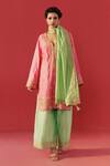 Buy_Rasasvada_Pink Chanderi Zari V-neck Butti Work Kurta Set _at_Aza_Fashions