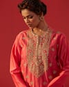 Shop_Rasasvada_Pink Georgette Embroidery, Zari Round Neck Yoke Embellished Kurta Sharara Set  _Online_at_Aza_Fashions