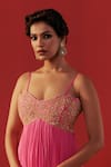 Shop_Rasasvada_Pink Georgette Zari, Embroidery Sweetheart Neck Gathered Anarkali _Online_at_Aza_Fashions