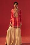 Shop_Rasasvada_Pink Georgette Sequins, Zari, Tassels Round Neck Embellished Kurta Sharara Set _Online_at_Aza_Fashions