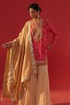 Buy_Rasasvada_Pink Georgette Sequins, Zari, Tassels Round Neck Embellished Kurta Sharara Set 