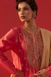 Shop_Rasasvada_Pink Georgette Sequins, Zari, Tassels Round Neck Embellished Kurta Sharara Set 