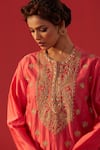 Rasasvada_Pink Georgette Sequins, Zari, Tassels Round Neck Embellished Kurta Sharara Set _Online