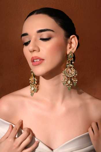 ChhavI'S Jewels_Multi Color Beads, Pearls, Stones Kundan Embellished Chandbalis _Online_at_Aza_Fashions