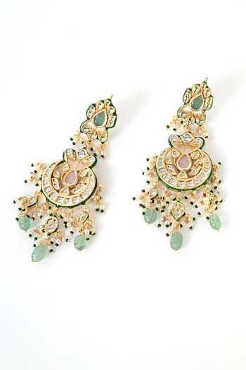 Buy_ChhavI'S Jewels_Multi Color Beads, Pearls, Stones Kundan Embellished Chandbalis _Online_at_Aza_Fashions