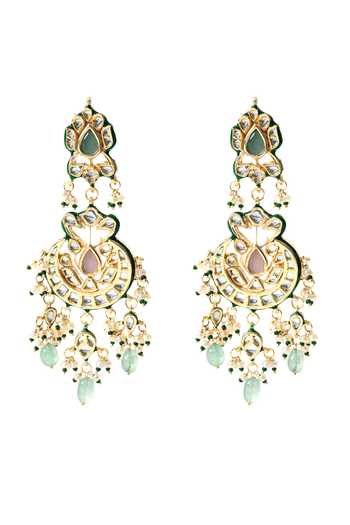 Buy_ChhavI'S Jewels_Multi Color Beads, Pearls, Stones Kundan Embellished Chandbalis 